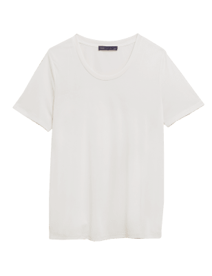 

Womens M&S Collection Modal Rich Scoop Neck T-Shirt - Light Cream, Light Cream