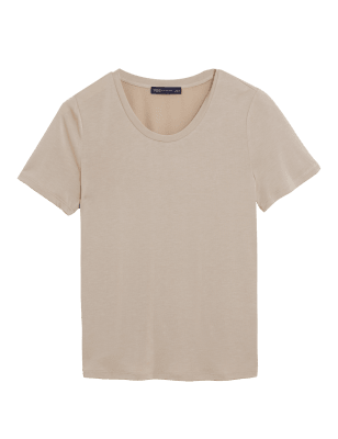 

Womens M&S Collection Modal Rich Scoop Neck T-Shirt - Sand, Sand