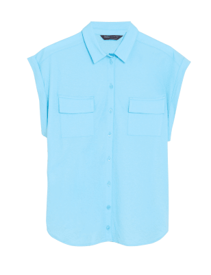 

M&S Collection Camisa de manga corta de ajuste estándar con cuelloWomens - Bright Turquoise, Bright Turquoise