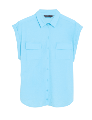 

Womens M&S Collection Collared Regular Fit Short Sleeve Shirt - Bright Turquoise, Bright Turquoise