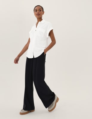 

Womens M&S Collection Collared Regular Fit Short Sleeve Shirt - Soft White, Soft White