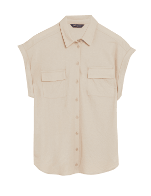 

Womens M&S Collection Collared Regular Fit Short Sleeve Shirt - Sand, Sand