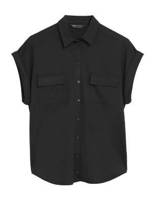 

Womens M&S Collection Collared Regular Fit Short Sleeve Shirt - Black, Black