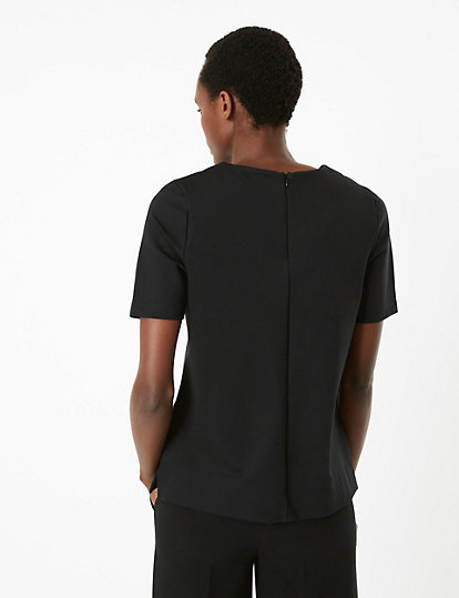 Ponte Straight Fit Short Sleeve Top