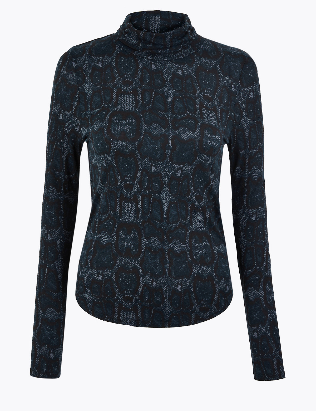 Animal Print Turtle Neck Fitted Top