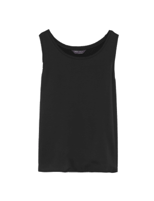 

Womens M&S Collection Round Neck Regular Fit Sleeveless Vest Top - Black, Black