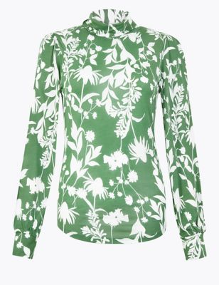 Floral Print Fitted Long Sleeve Top | M&S Collection | M&S