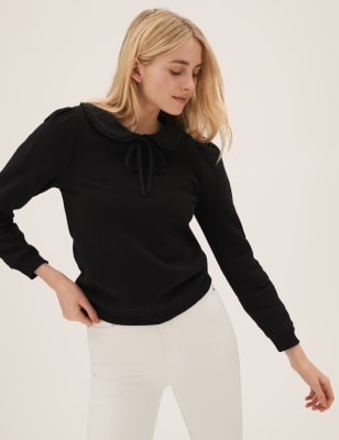 

Womens M&S Collection Normal geschnittenes Sweatshirt mit hohem Baumwollanteil - Black, Black