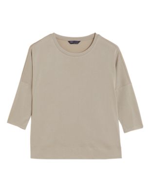 

Womens M&S Collection Modal Rich Round Neck 3/4 Sleeve T-Shirt - Fawn, Fawn