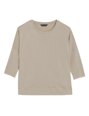 

Womens M&S Collection Modal Rich Round Neck 3/4 Sleeve T-Shirt - Fawn, Fawn