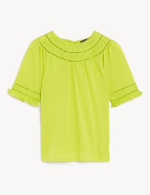 

Womens M&S Collection Jersey Lace Insert Top - Limeade, Limeade