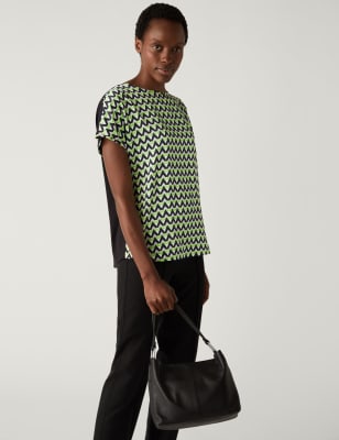 

Womens M&S Collection Bedrucktes Oberteil in normaler Passform - Green Mix, Green Mix