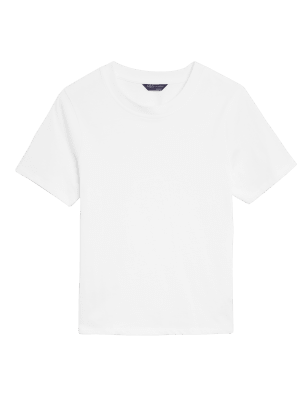 

Womens M&S Collection T-Shirt aus reiner Baumwolle mit Rundhalsausschnitt - White, White