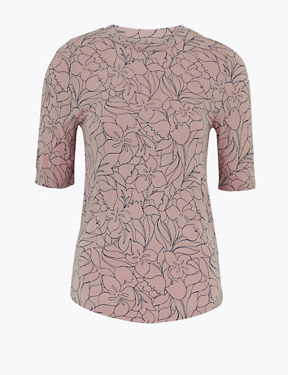 Floral Fitted Half Sleeve Top