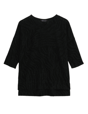 

M&S Collection Top de ajuste estándar con estampado animal y brillosWomens - Black Mix, Black Mix