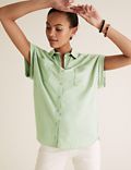 Jersey Collared Relaxed Short Sleeve Shirt