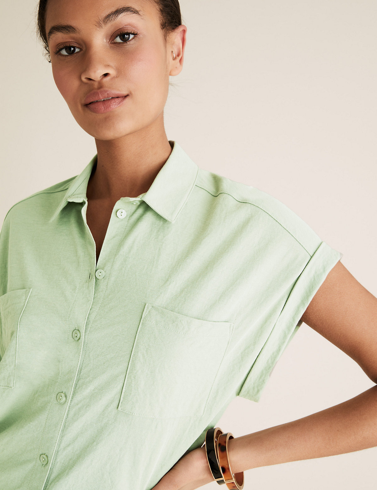 Jersey Collared Relaxed Short Sleeve Shirt