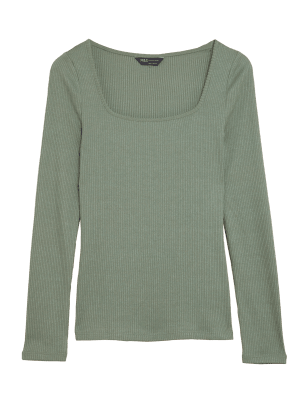 

Womens M&S Collection Square Neck Long Sleeve Top - Onyx, Onyx