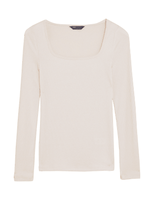 

Womens M&S Collection Square Neck Long Sleeve Top - Calico, Calico