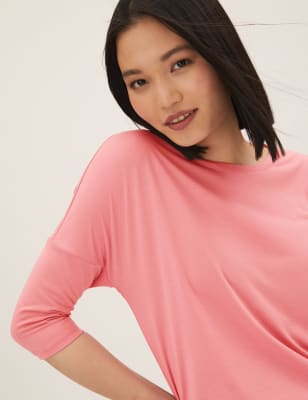 

Womens M&S Collection Kastenförmiges Oberteil in normaler Passform mit hohem Modalanteil - Dusky Rose, Dusky Rose