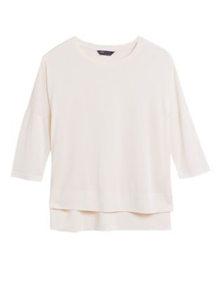 

Womens M&S Collection Modal Rich Regular Fit Boxy Top - Soft White, Soft White