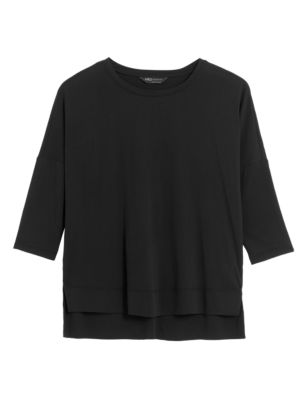 

Womens M&S Collection Modal Rich Regular Fit Boxy Top - Black, Black
