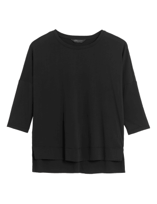 

Womens M&S Collection Modal Rich Regular Fit Boxy Top - Black, Black