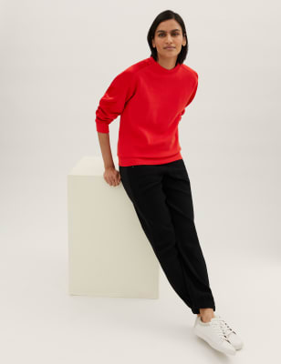 

Womens M&S Collection Cotton Rich Satin Sleeve Sweatshirt - Deep Red, Deep Red