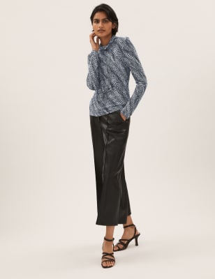 

Womens M&S Collection Normal geschnittenes Oberteil mit Muster und Rundhalsausschnitt - Black Mix, Black Mix