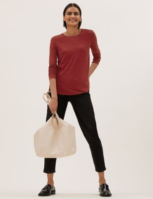 

Womens M&S Collection Ribbed Relaxed Long Sleeve Longline Top - Deep Red, Deep Red