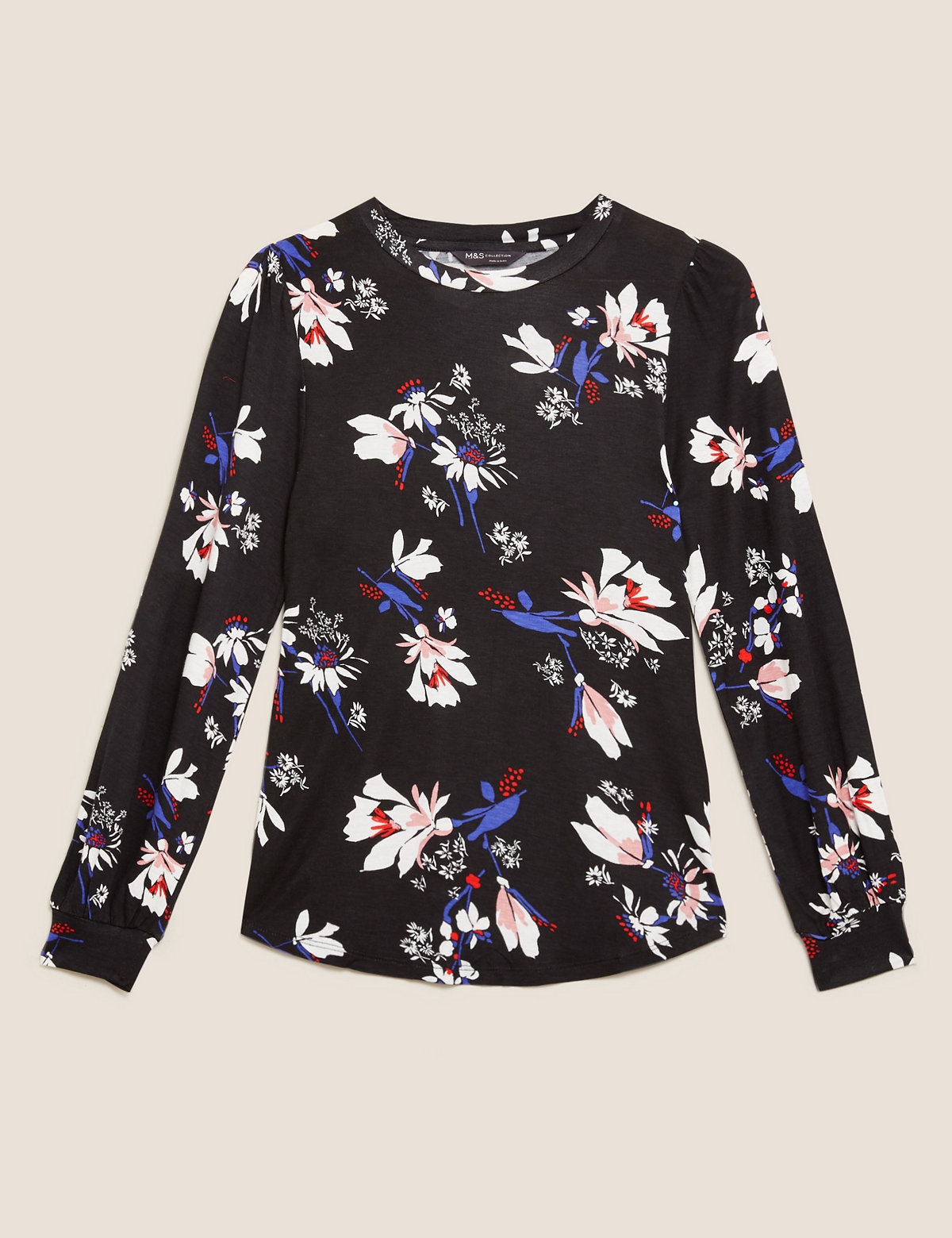 LS High Neck Floral Luxe Tee
