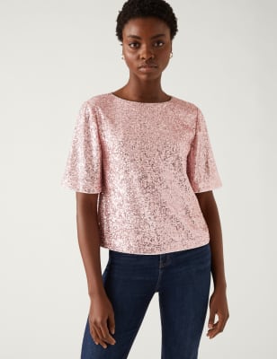 Pink store sequin top