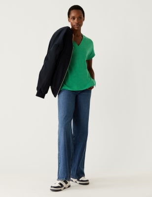 

M&S Collection Camiseta de ajuste estándar de linoWomens - Medium Green, Medium Green