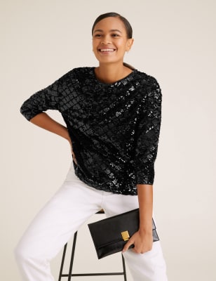 Sequin Long Sleeve Top