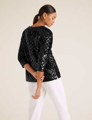 Sequin Long Sleeve Top