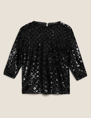 Sequin Long Sleeve Top