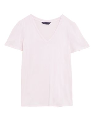

Womens M&S Collection Modal Rich V-Neck Angel Sleeve Top - Light Pink, Light Pink