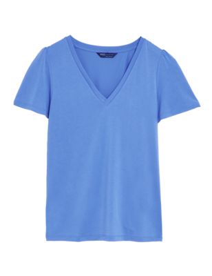 

Womens M&S Collection Modal Rich V-Neck Angel Sleeve Top - Fresh Blue, Fresh Blue
