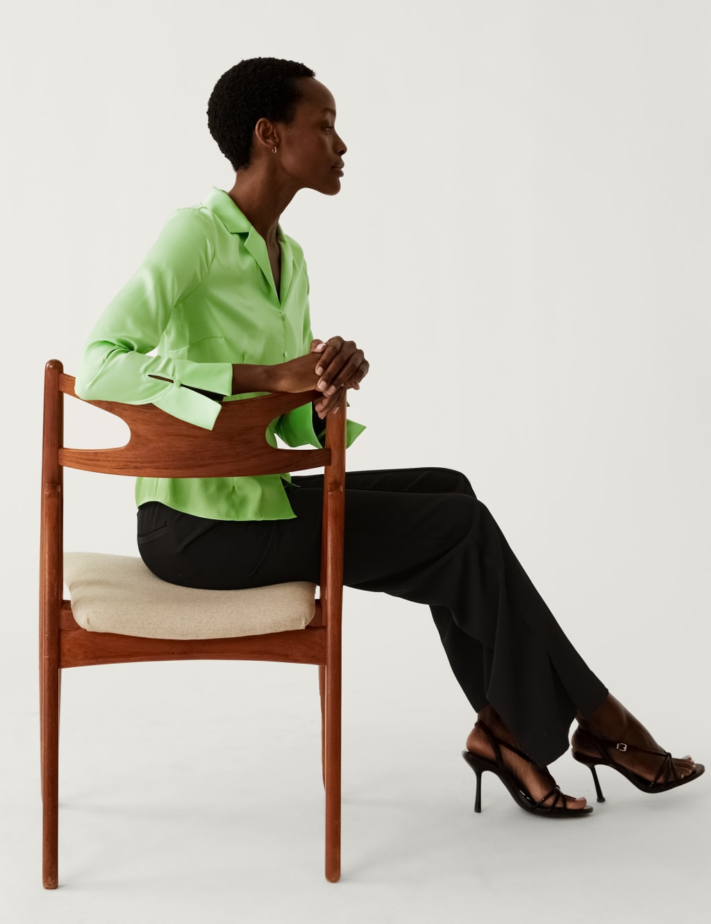 Satin Collared Fitted Blouse image 1