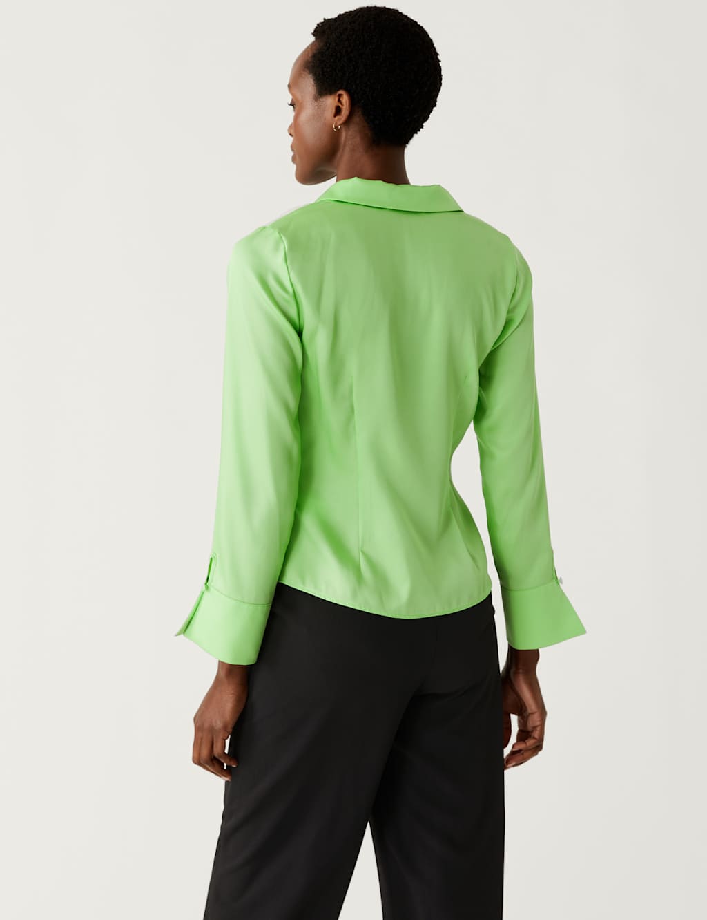 Satin Collared Fitted Blouse image 4