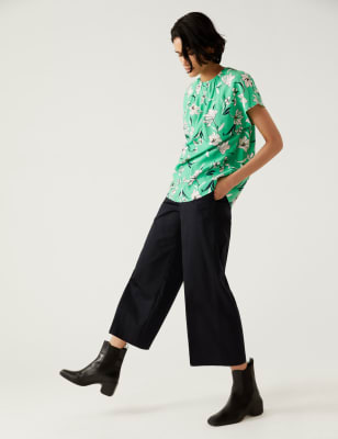 

Womens M&S Collection Floral Round Neck Blouse - Green Mix, Green Mix