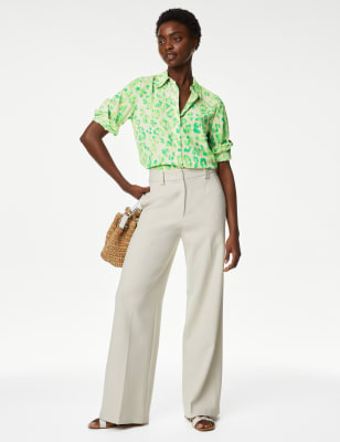 

Womens M&S Collection Printed Collared Shirt - Green Mix, Green Mix