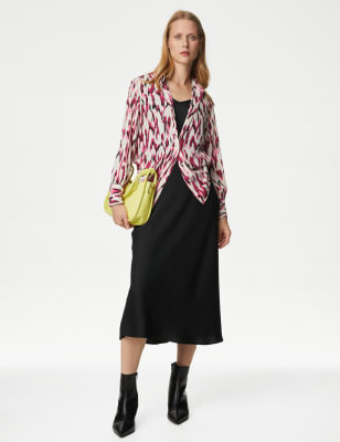 

M&S Collection Camisa con cuello estampadaWomens - Black Mix, Black Mix