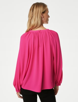 Round Neck Popover Blouse