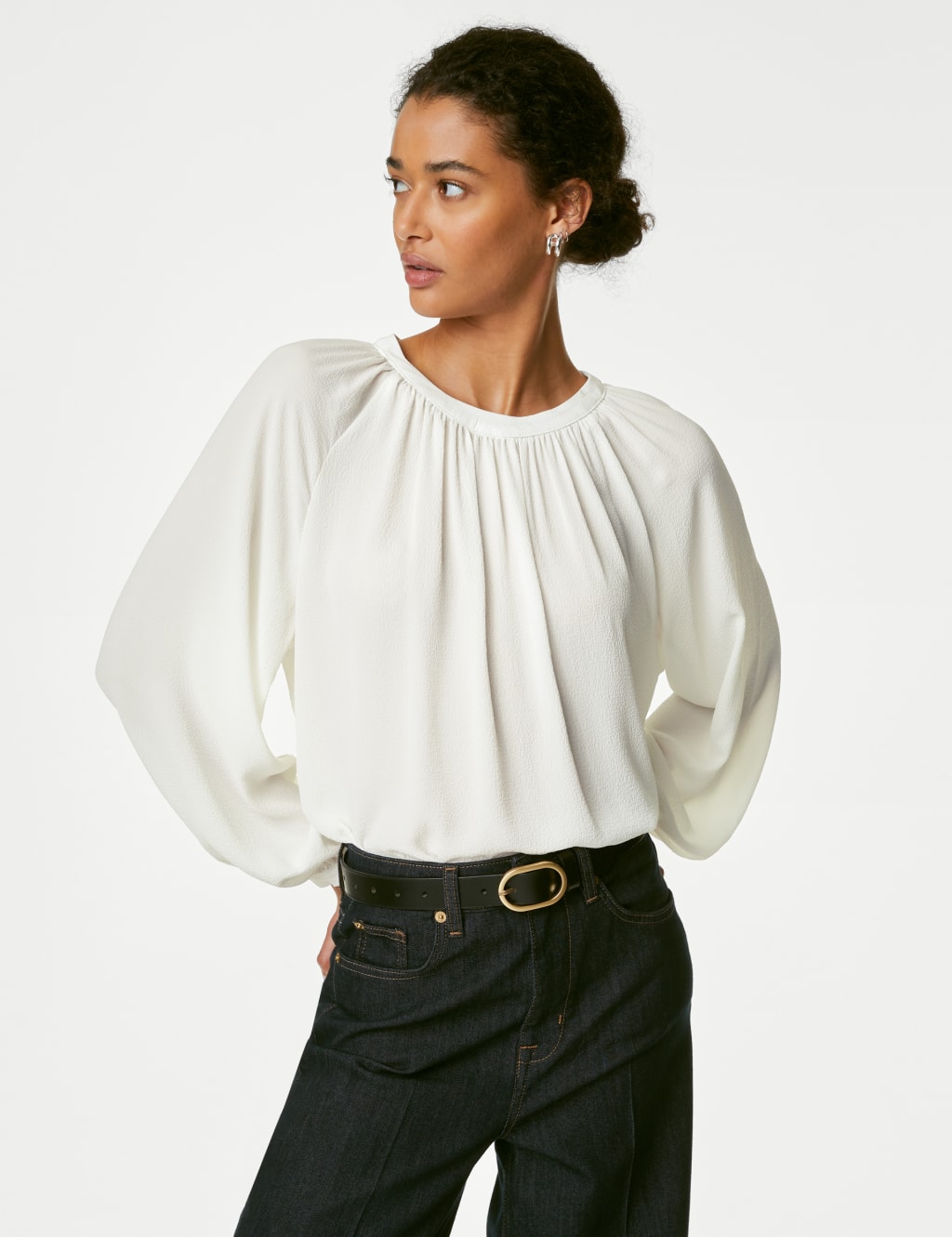 Round Neck Popover Blouse image 4