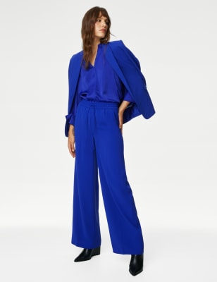 

Womens M&S Collection Satin V-Neck Popover Blouse - Electric Blue, Electric Blue