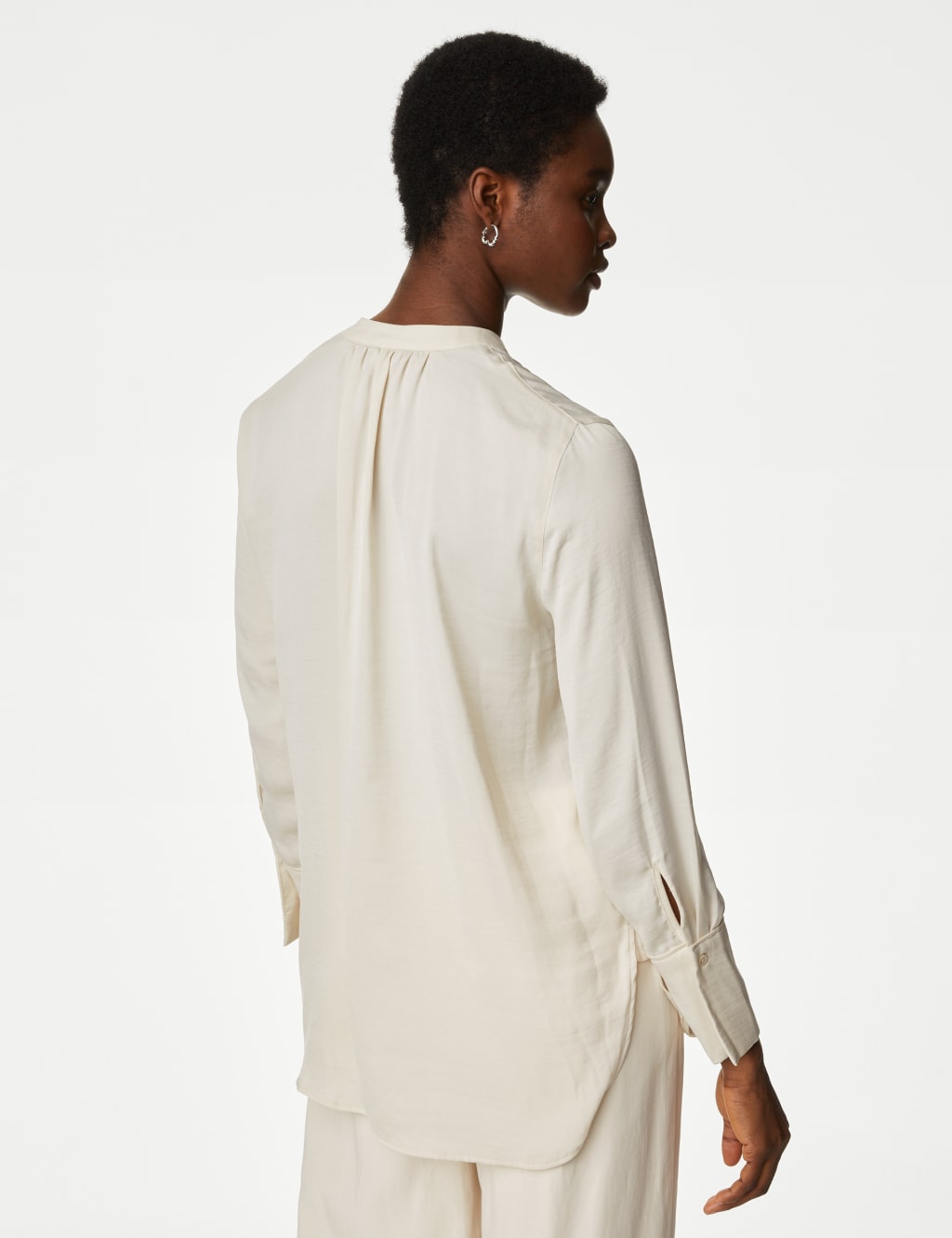 Satin V-Neck Popover Blouse image 5