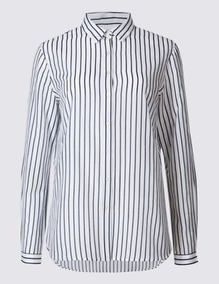 Cotton & Silk Blend Striped Shirt | M&S Collection | M&S