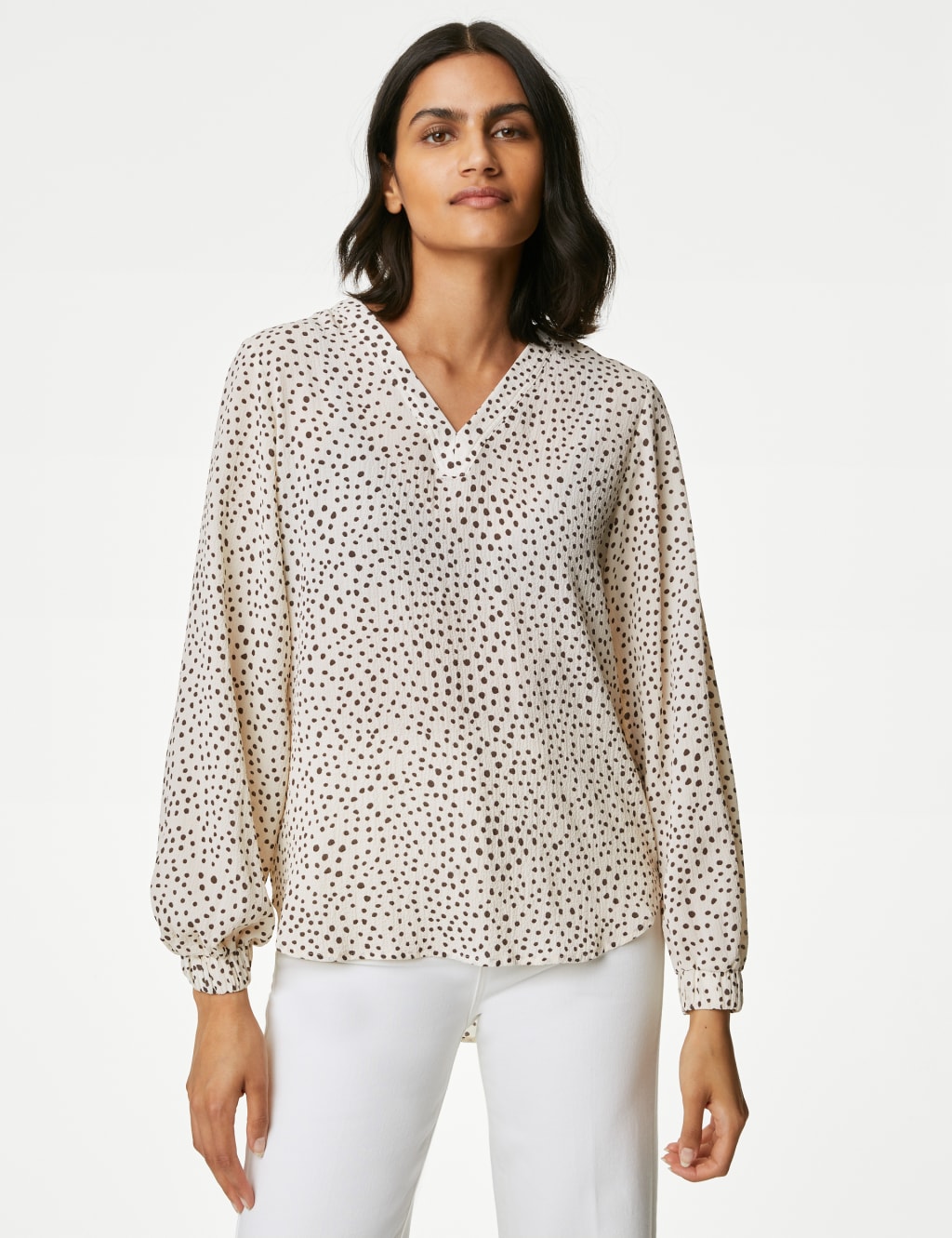 Printed V-Neck Popover Blouse image 3