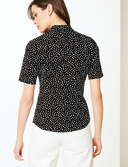 Polka Dot Button Detailed Shirt